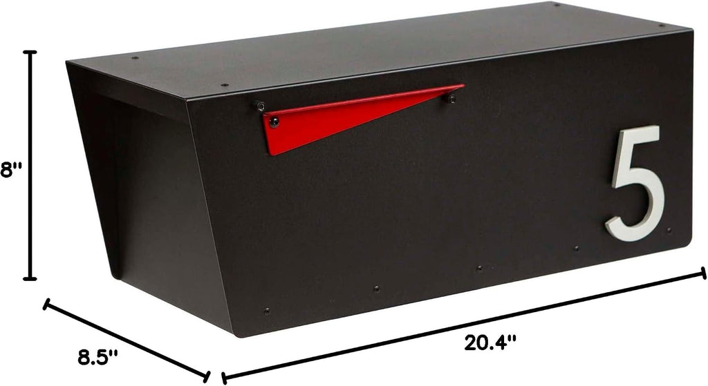 Rusty Design Modern Post-Mounted Mailbox with Personalized Address Numbers, Small Size #HC100 (with One Address Number)