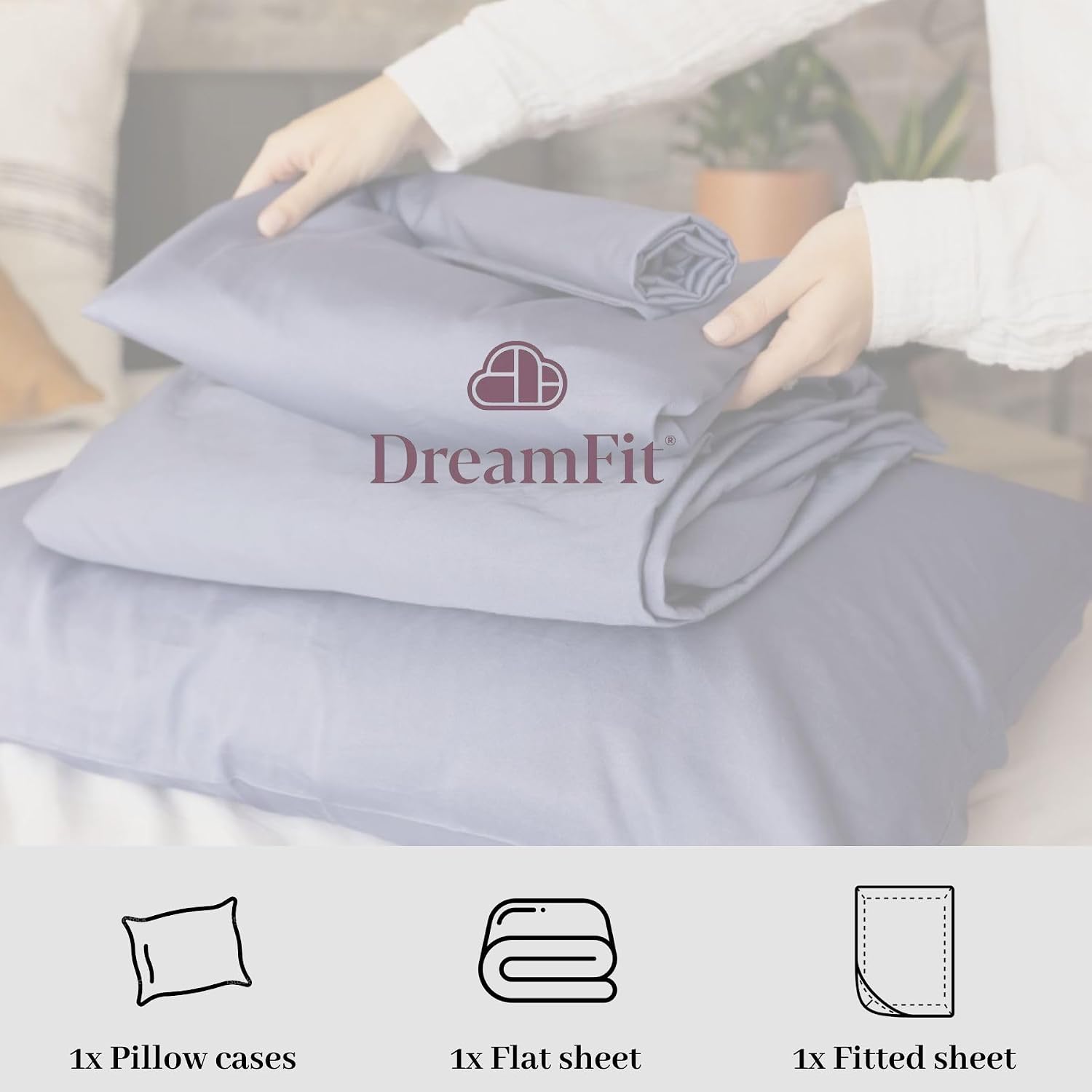 DreamFit DreamChill Cooling Bamboo Viscose Sheets for Hot Sleepers with Elastic Corner Straps 20 inch Extra Deep Pocket Breathable Silky Soft 100% Crafted in USA Twin XL Sheet Set Blue