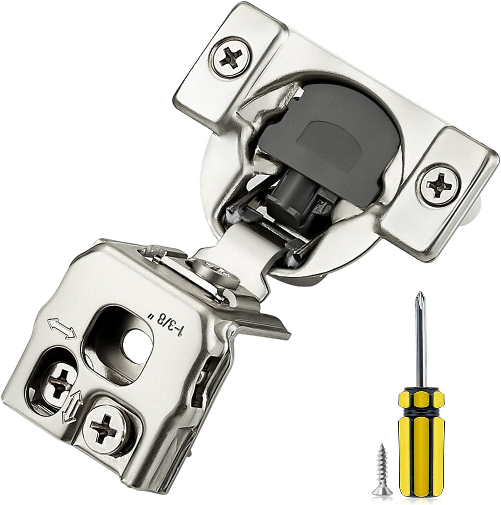 Ravinte 50 Pack 25 Pair 1-3/8 inch Overlay Soft Close Kitchen Cabinet Hinges Stainless Steel Adjustable Kitchen Hinges Satin Nickel Cabinet Hardware