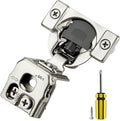 Ravinte 50 Pack 25 Pair 1-3/8 inch Overlay Soft Close Kitchen Cabinet Hinges Stainless Steel Adjustable Kitchen Hinges Satin Nickel Cabinet Hardware