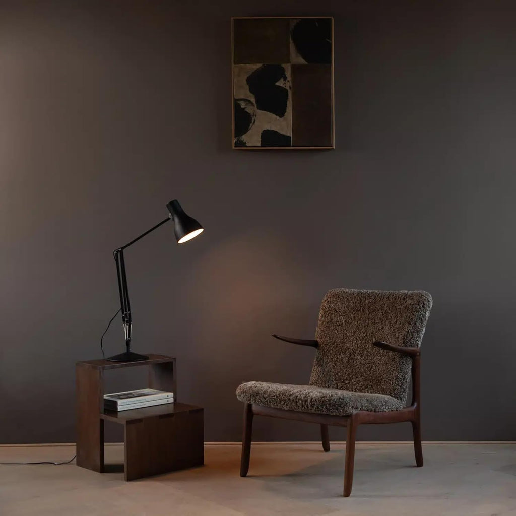 Anglepoise Type 75 Desk Lamp | Large Adjustable Matt Paint Finish Cast Iron Base Aluminum Cover Integrated Shade Switch for Home Decor Essentials Study Bedroom Office Light (Jet Black)