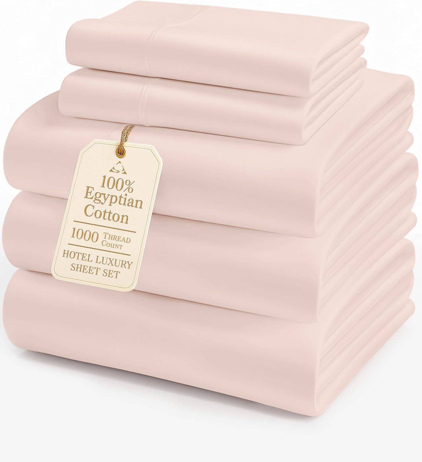 LANE LINEN 100% Cotton Split King Bedding Set for Adjustable Beds - 1000 Thread Count, Fully Elasticized Reinforced 15' Extra Deep Pocket Split King Sheets, Sateen Weave for Silky Finish - Sepia Rose