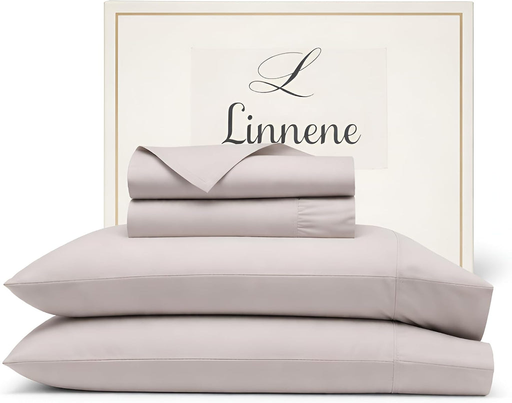 100% Egyptian Cotton Sheets Queen Size - Buttery Soft Sateen Weave - Heavyweight Luxury Hotel Bedding - 16' Deep Pocket, Lustrous 4 Pc Set - Premium Gift Box (Light Grey - Queen)