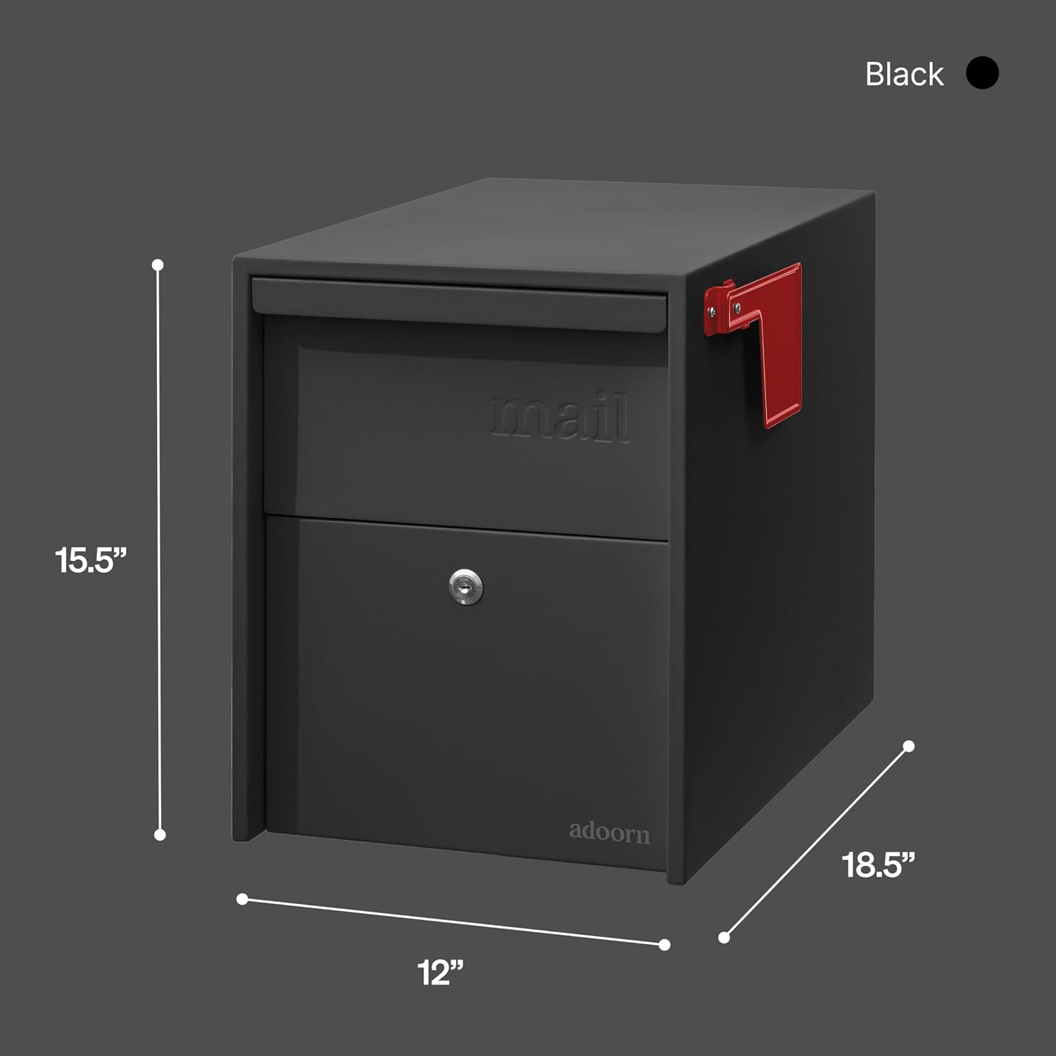 Adoorn Lockable Post Mount Mailboxes for Outside - Large Anti-Theft Locking Mailbox for Packages and Letters - Weatherproof Construction - Durable Steel - 15.5' H x 12' W x 18.5' D - Black