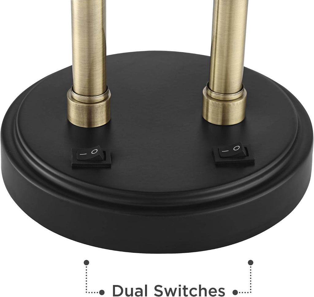 Possini Euro Design Sentry 23' High Mid Century Modern Desk Lamp with USB Charging Ports A+C Black Brass Gold Metal LED Adjustable Cone Shade for Living Room Bedroom House Bedside Nightstand Office