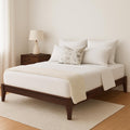 Merax Mid-Century Bamboo Platform Bed, Queen Size Bed Frame with Wood Slat Support, No Box Spring Needed, Easy Tool-Free Assembly, Chocolate