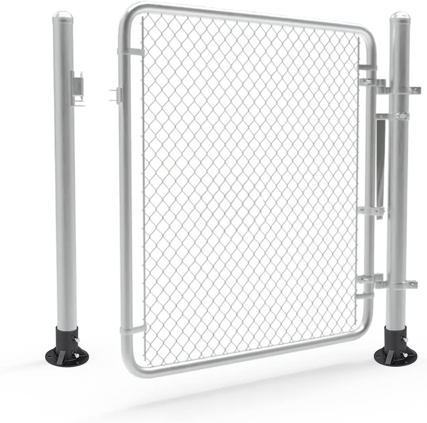 Insaga 2.5' Base Flange, Chain Link Fence Pole Floor Flange, Heavy Solid Fence Post Concrete Mount for Holding The Fence/Mailbox/Flag Round Post (OD 2-3/8''), Bolts/Side Screws are Included, 4Pcs