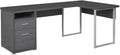 Monarch Specialties I 7257 Computer Desk, Home Office, Corner, Left, Right Set-up, Storage Drawers, 80'L, L Shape, Work, Laptop, Metal, Laminate, Grey