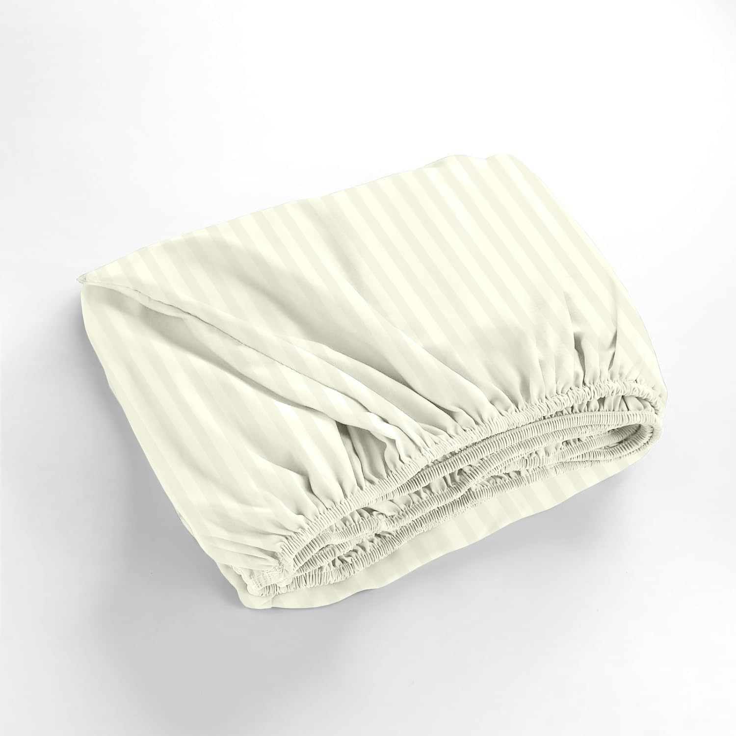 1000 Series- Extra Long Staple 100% Egyptian Cotton Sheet Set,Sateen Weave, Hotel Quality Soft Luxury Bedding, Queen Size 4 Piece Sheet Set Fit 15' Inch to 18' Deep Stripe Ivory
