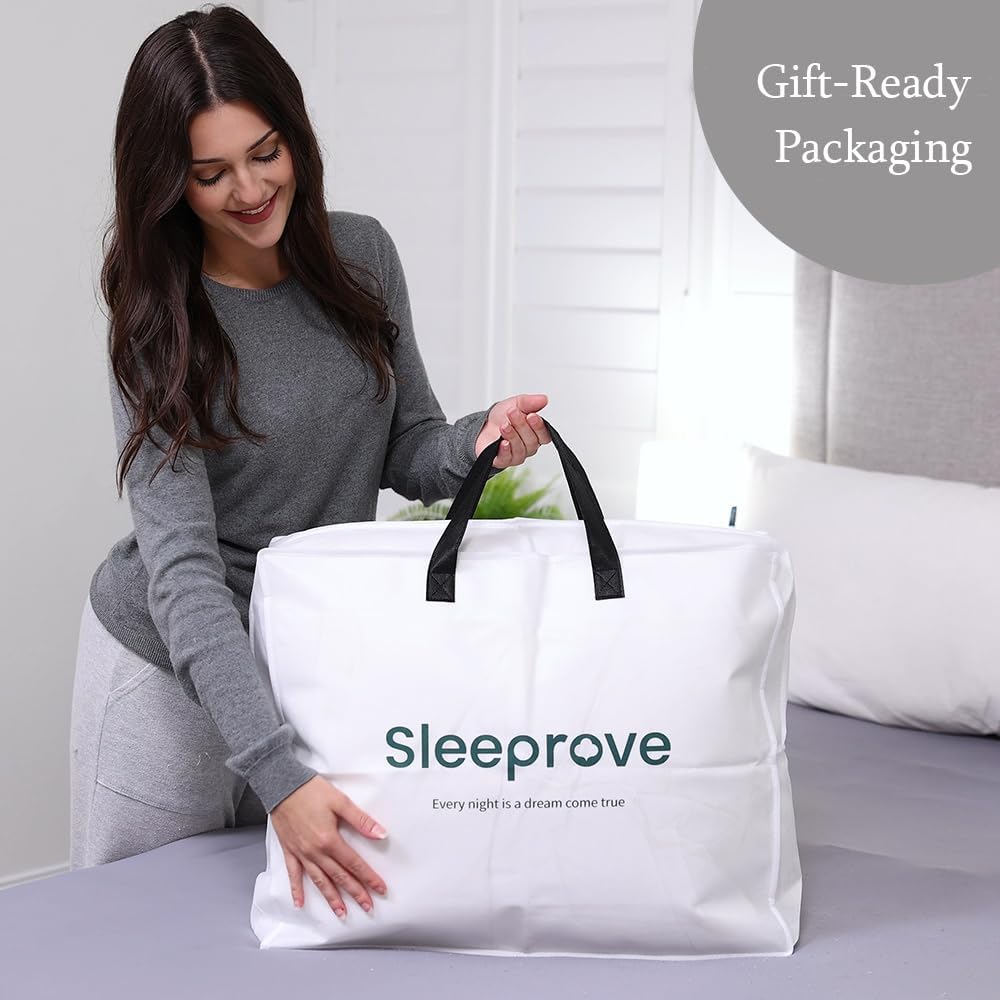 Queen Size Down Comforter,Medium Weight All-Season Duvet Insert with 8 Loops,Luxury Noiseless Bedding Comforter,White,90'x90'