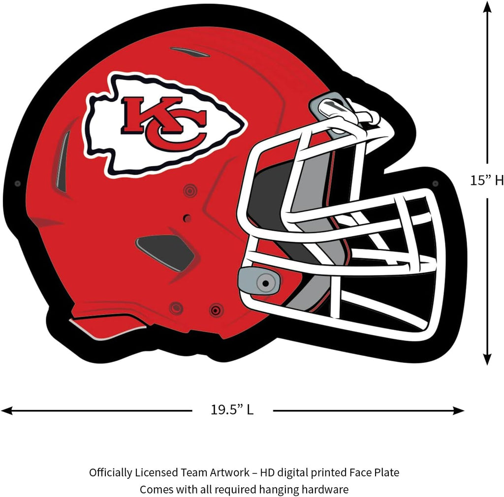 Team Sports America Evergreen NFL Kansas City Chiefs Ultra-Thin LED Light Wall Sign Decor | Full Size Replica Helmet | 19.5 x 15 Inches | Made in the USA