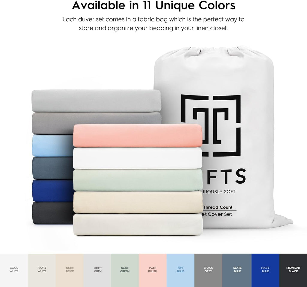 Bamboo Sheets Queen Size, 100% Pure Viscose derived from Bamboo Bed Sheet Set, Luxuriously Soft, Silky, Cooling Sheets, Double Stitched, Lifetime Promise by Tafts (Cool White)