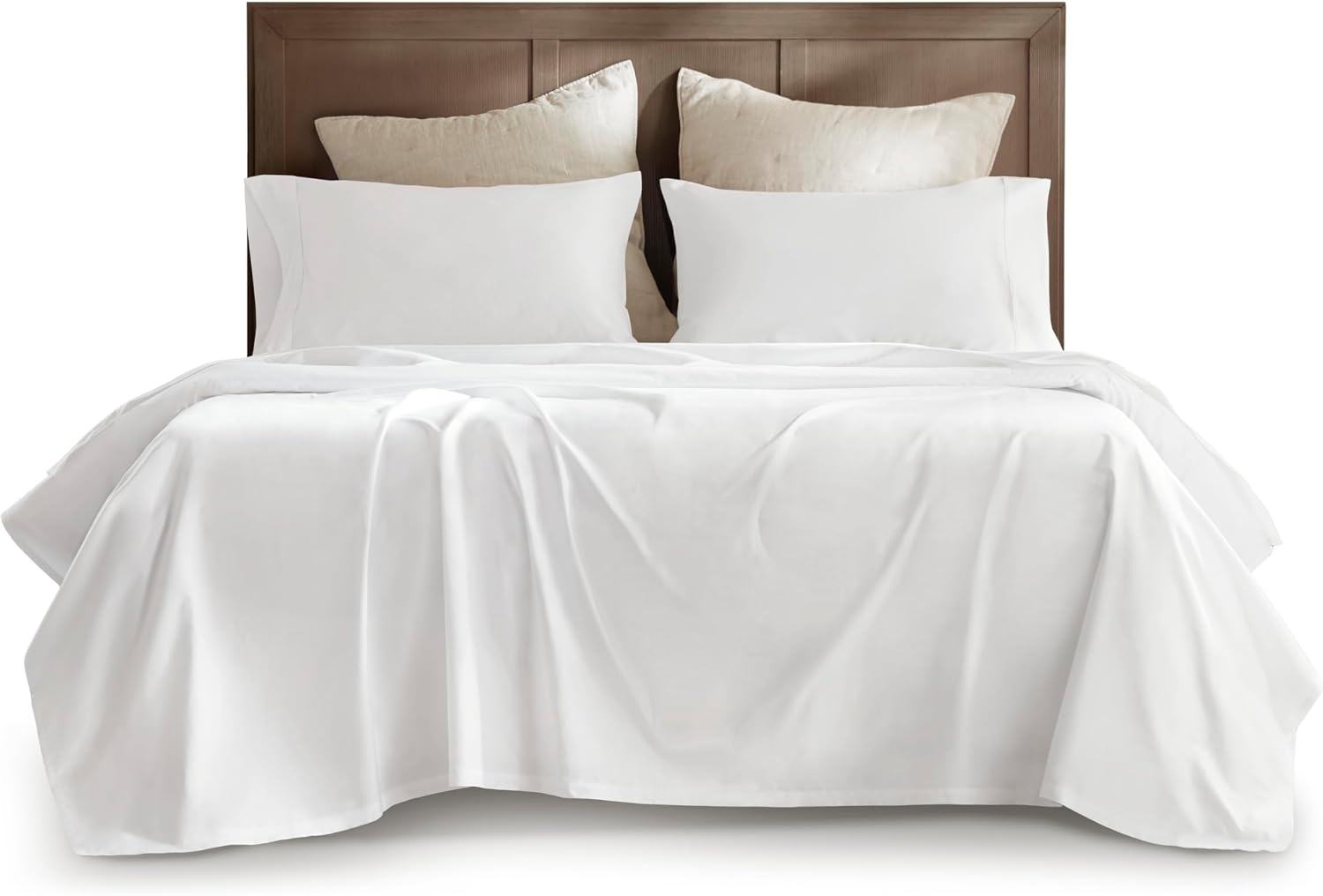 Harbor House Luxury 100% Egyptian Cotton Sheet Set, 400 Thread Count Sateen Weave, Soft & Breathable Bed Sheets with Deep Pocket, 4-Piece Queen Bedding Set, Bright White