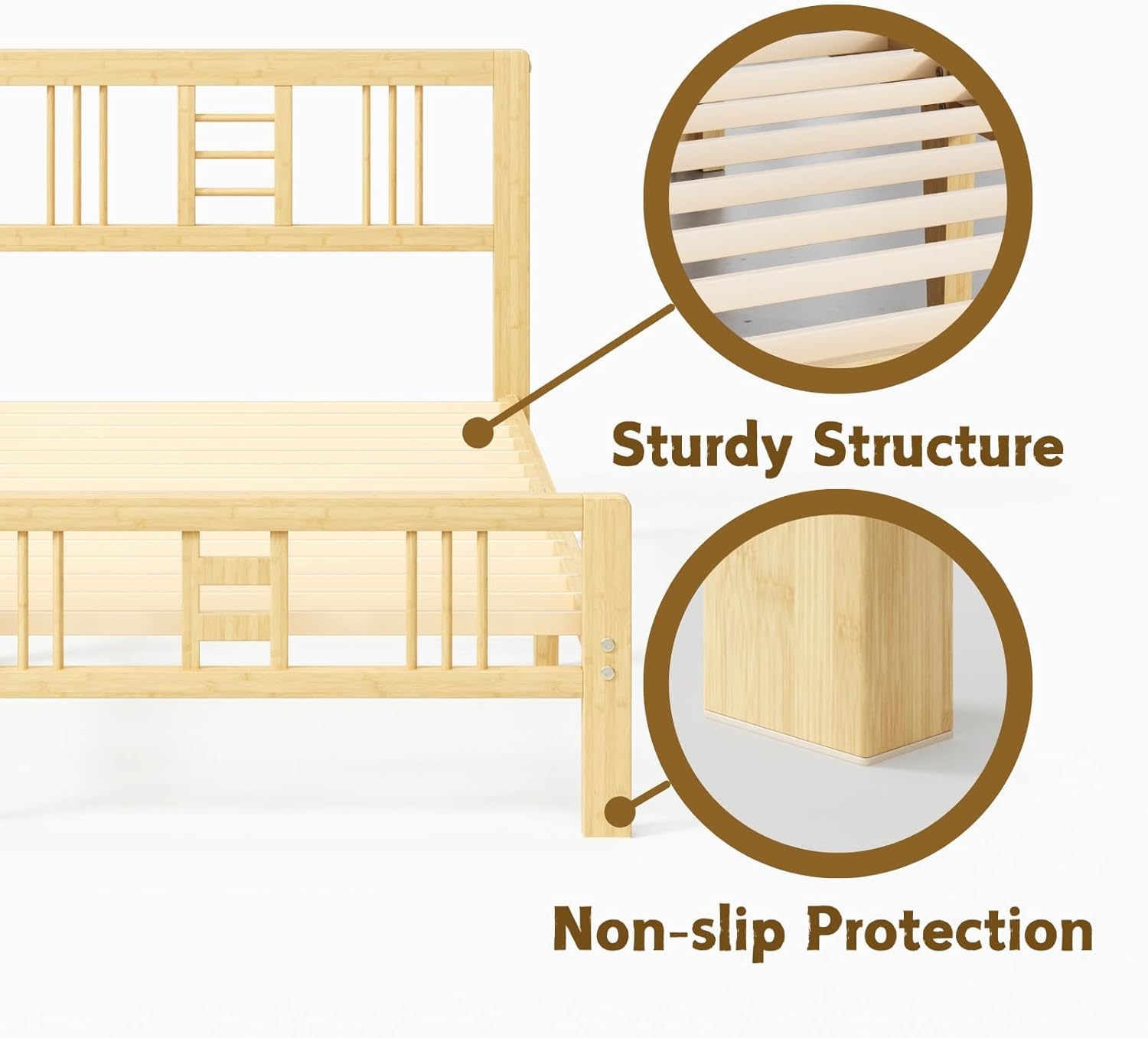 10 Inch High Bamboo Twin Bed Frame with Headboard and Footboard, Wood Bed Frame Twin Metal Slat Support Heavy Duty, No Box Spring Needed, Easy Assembly, Noise Free, Reinforced