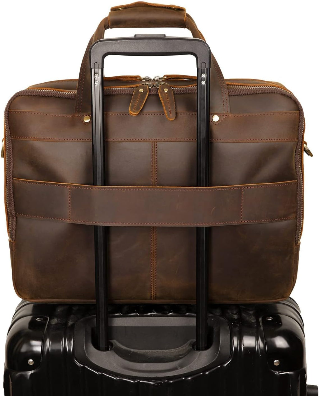 Polare Modern Attaché Style 15.7' Full Grain Italian Leather Laptop Business Briefcase for Men