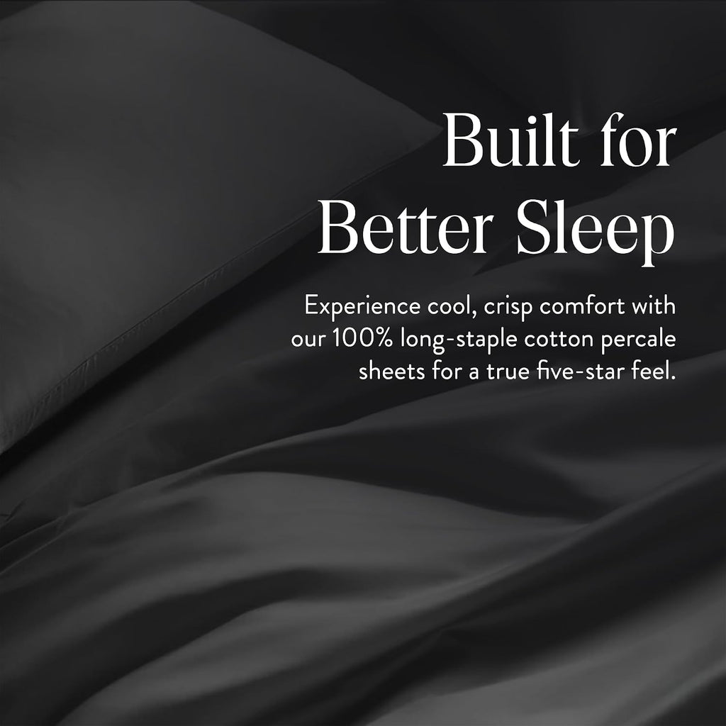 Brooklinen Luxury Percale Sheet Set - 4 Piece 100% Cotton Bed Sheets - 1 Fitted & 1 Flat Sheet, 2 Pillowcases - Cotton Percale Sheets for Hot Sleepers (Full Size, Slate Grey)