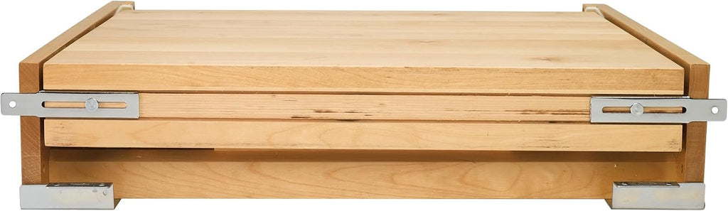 Rev-A-Shelf Pull Out Tambour Table/ Counter Extension Top for 21.77' Drawers, Sliding Kitchen Cabinet Storage Shelf, Maple Wood, 4TT-2133-1