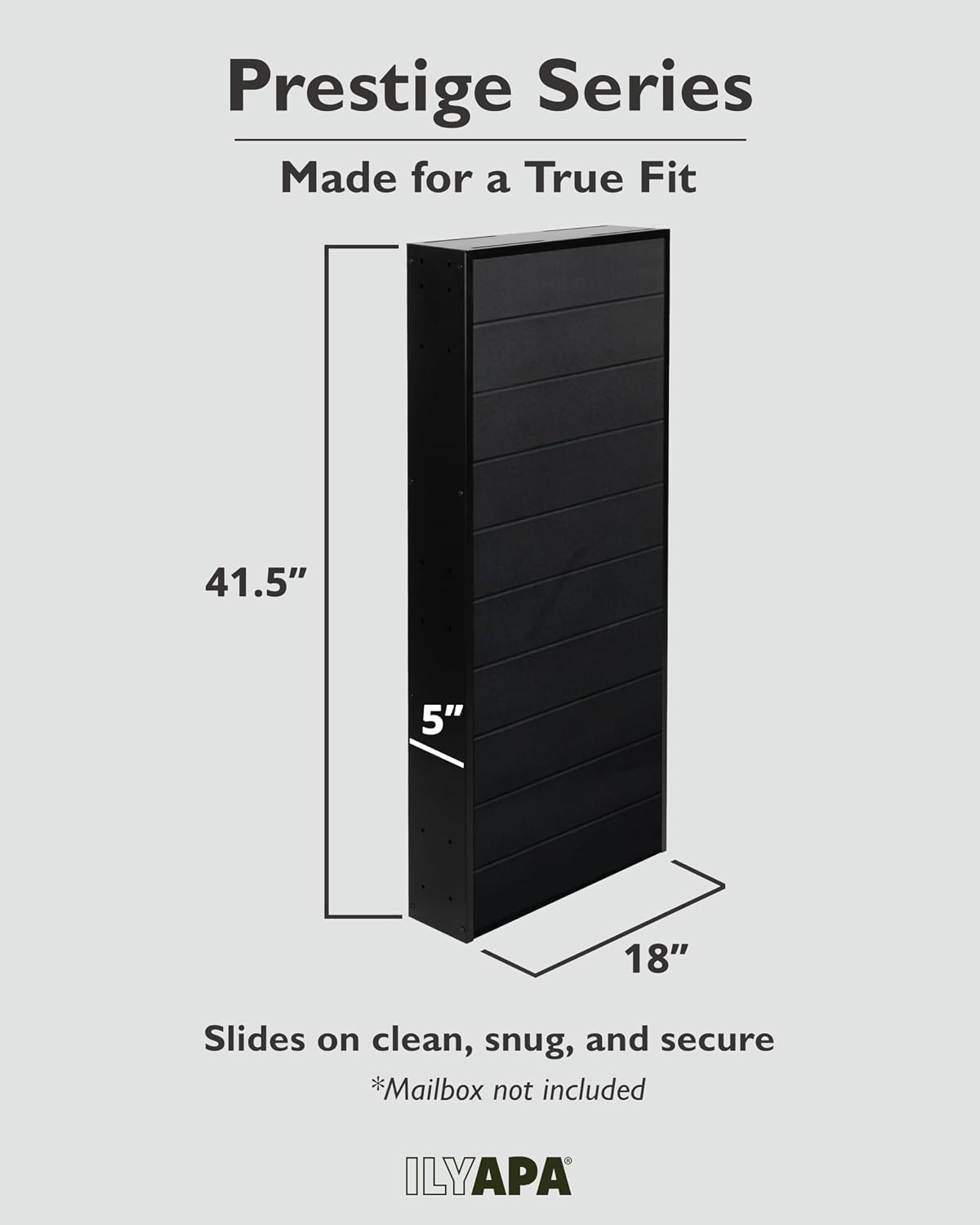 Ilyapa Modern Mailbox Post for Outside, 41x18x5 inch Black Metal Mail Box Posts for Decorative Residential Mailboxes, Includes Adjustable Universal Mounting Plate