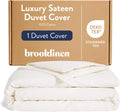 Brooklinen Luxury Sateen Duvet Cover - 100% Cotton, King/California King Size in Cream with Extra-Long Corner Ties and Button Closure - Best King/Cali King Duvet Covers