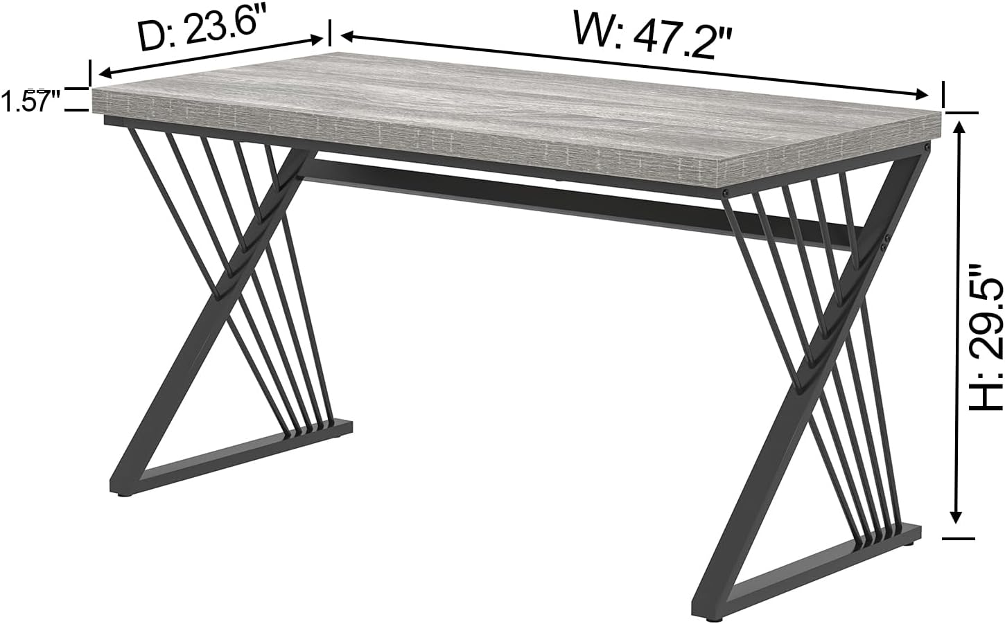 FOLUBAN Modern Desks, Rustic Wood and Metal Computer Desk for Home Office, Simple Study Writing Work PC Table for Bedroom Living Room, Light Grey, 47 Inch