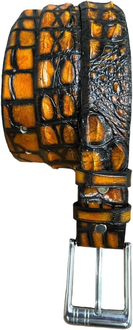 Genuine Alligator Leather Belts Buckle for Men, Crocodile Skin Belt for Mens