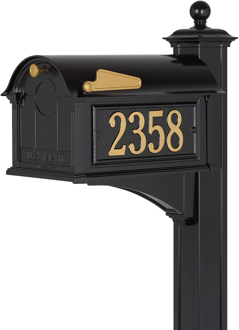 Balmoral Side Plaques Mailbox Post Package -Black
