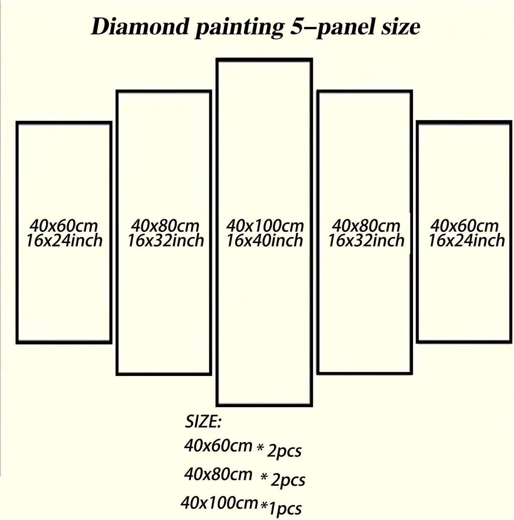 Large Diamond Art Kits for Adults Angel 5 Panel Diamond Painting Women 2 Paint by Numbers Kit for Adults，DIY 5D Full Square Drill Embroidery Cross Stitch Art Supplies, for Room Decor 39x79in 0b-197