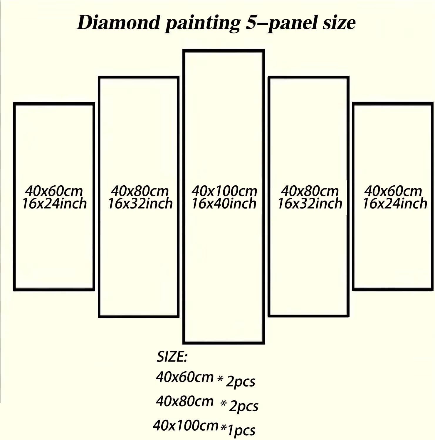Large Diamond Art Kits for Adults Angel 5 Panel Diamond Painting Women 2 Paint by Numbers Kit for Adults，DIY 5D Full Square Drill Embroidery Cross Stitch Art Supplies, for Room Decor 39x79in 0b-197