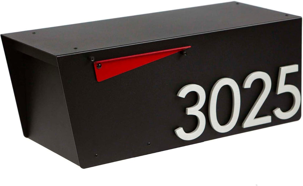 Rusty Design Modern Post-Mounted Mailbox with Personalized Address Numbers, Small Size #HC100 (with Four Address Numbers)