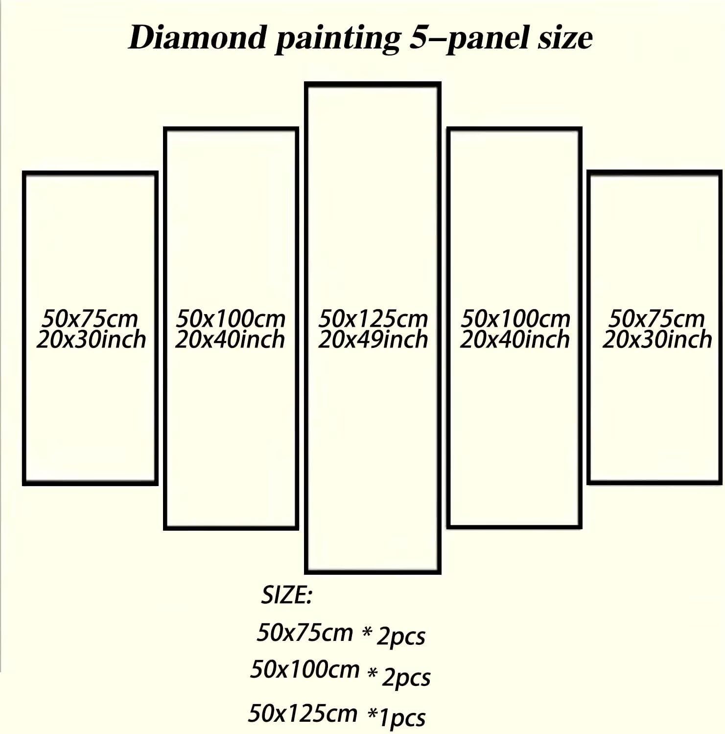 Large Diamond Art Kits for Adults Angel 5 Panel Diamond Painting Women 2 Paint by Numbers Kit for Adults，DIY 5D Full Square Drill Embroidery Cross Stitch Art Supplies, for Room Decor 49x98in 0b-197