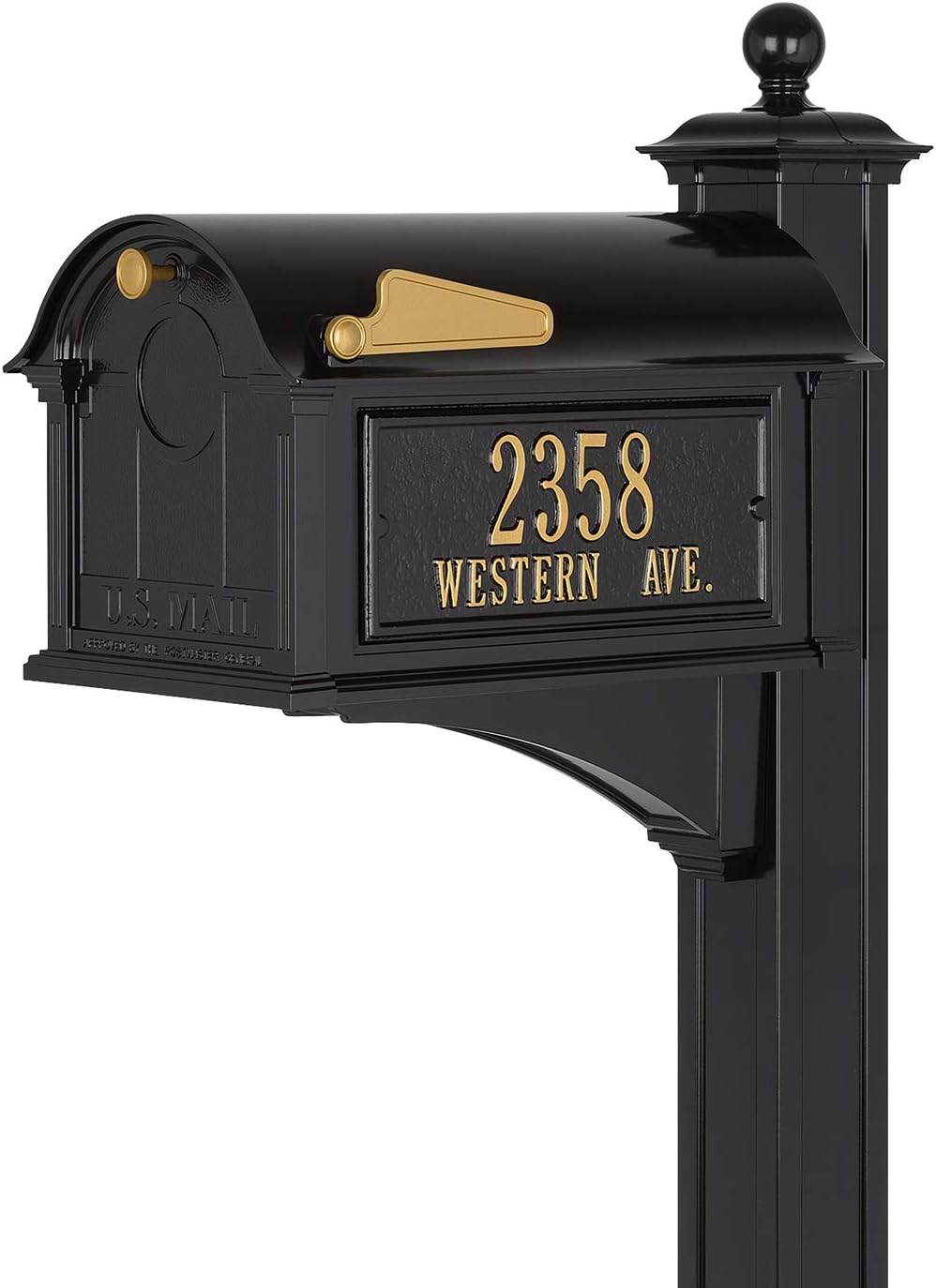 Balmoral Side Plaques Mailbox Post Package -Black