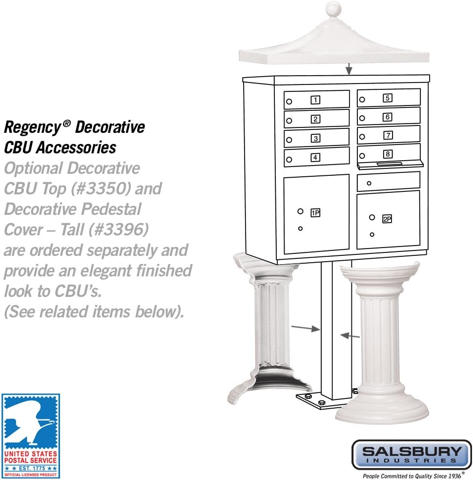 Salsbury Industries 3308WHT-U 8 A Size Doors, United States Postal Access Type I Cluster Box Unit, White