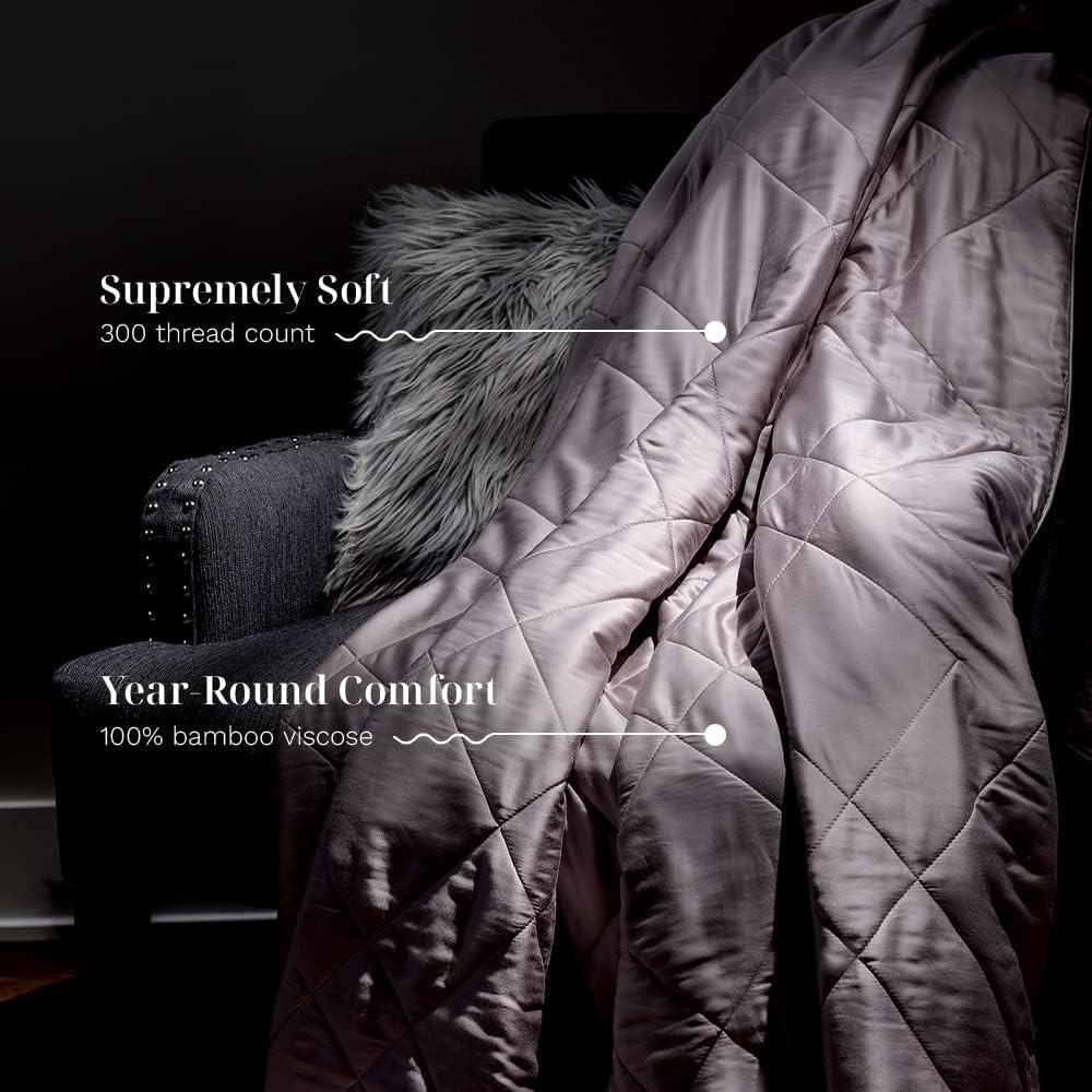 LUXOME Lightweight Blanket | 100% Rayon (Viscose) from Bamboo Fabric & Fill | Full/Queen - 86'x92' | Super Soft | Thermal-Regulating | Dove