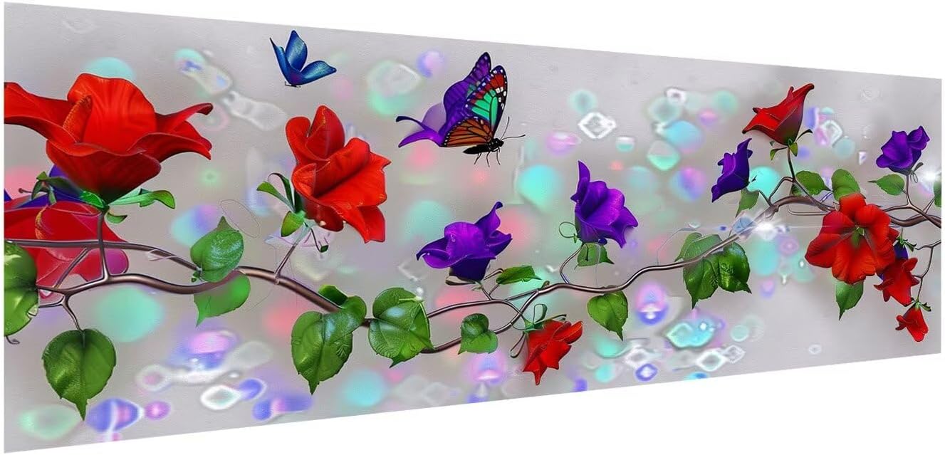 Diamond Painting Butterfly Diamond Art Kits for Adults, Dimond Art Painting Plant Mosaic Kits for Beginner, DIY Full Square Drill Large Gem Arts and Crafts Paintings, Home Wall Decor 88x32 Inch Z4-525