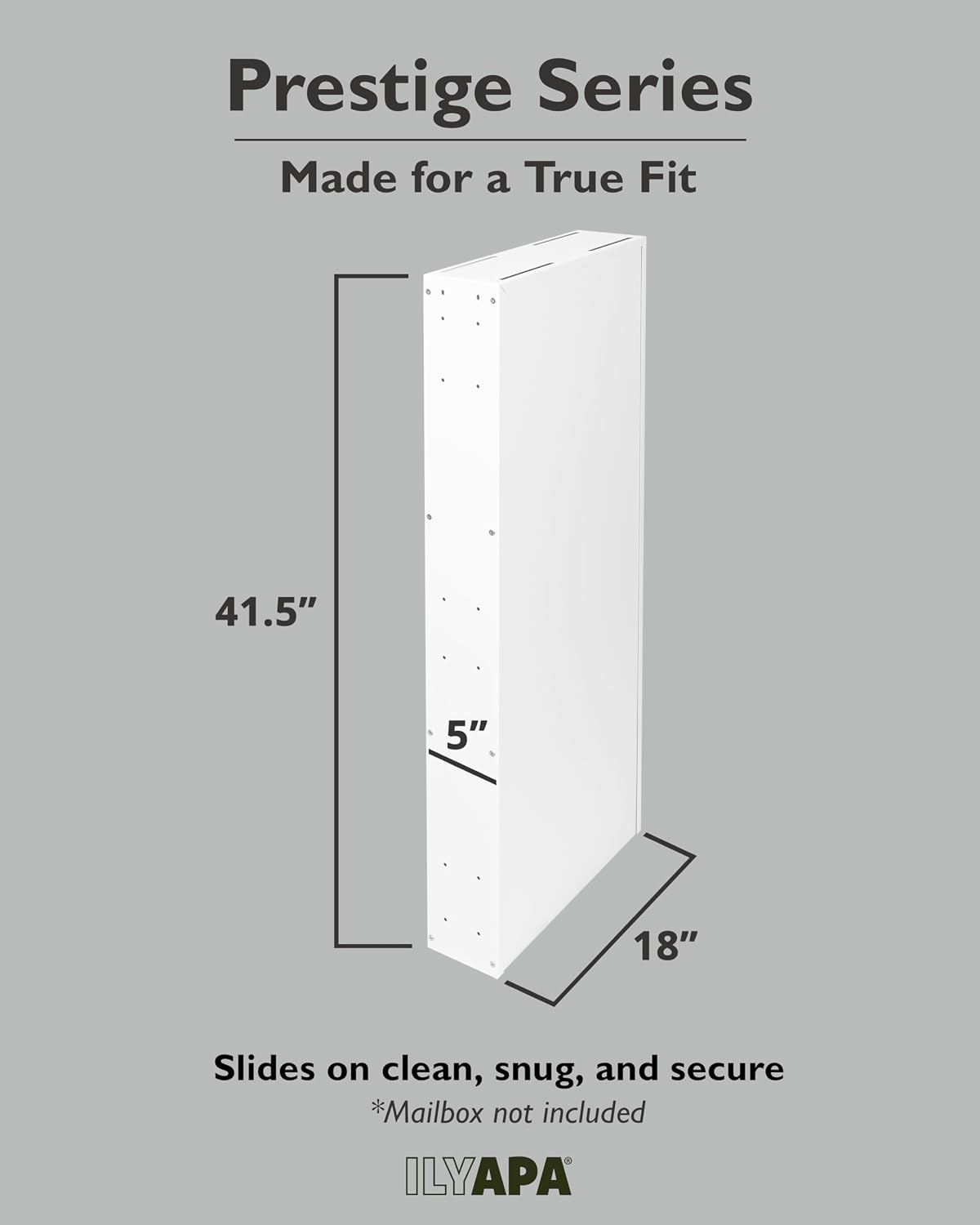 Ilyapa Modern Mailbox Post for Outside, 41x18x5 inch White Metal Mail Box Posts for Decorative Residential Mailboxes, Includes Adjustable Universal Mounting Plate
