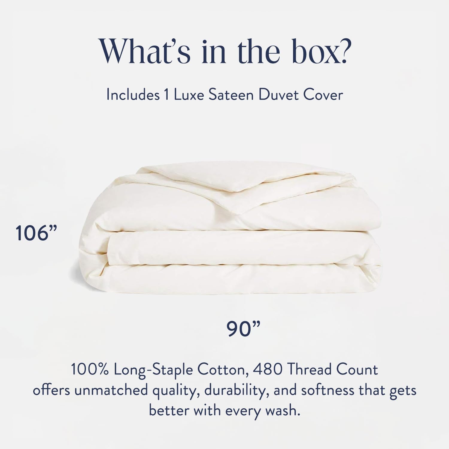 Brooklinen Luxury Sateen Duvet Cover - 100% Cotton, King/California King Size in Cream with Extra-Long Corner Ties and Button Closure - Best King/Cali King Duvet Covers