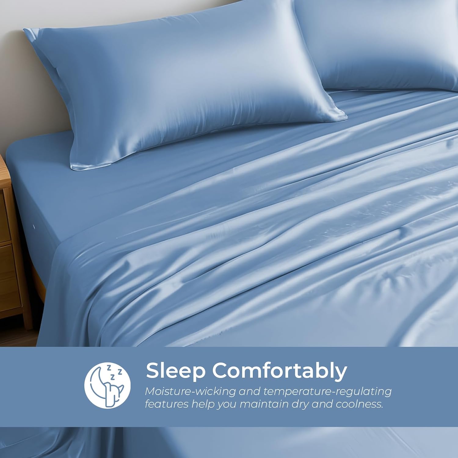 Linenwalas Premium 100% Viscose Derived from Bamboo Split King Sheet Set - Ultra Soft, Breathable & Cooling, Ideal for Hot Sleepers, 16' Deep Pocket, Hotel Luxury Bedding (Bahamas Blue)