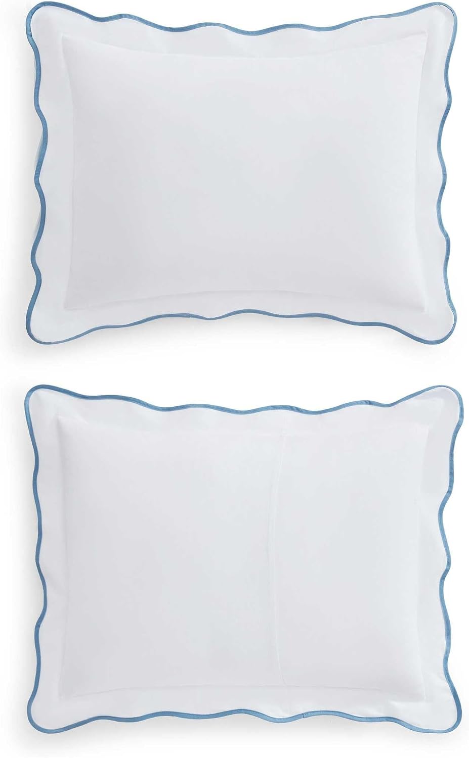 Martha Stewart - King Duvet Cover Set, Crisp & Smooth Bedding with a Cotton Percale Lightweight Feel, Reversible 3 Piece Bed Set with Matching Pillowcases (Simple Scallop Blue)