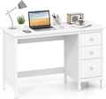 Giantex White Desk with Drawers, 48 Inch Home Office Desk with Anti-Toppling Device, Multifunctional Computer Workstation, Wood Study Writing Desk for Small Spaces, Bedroom