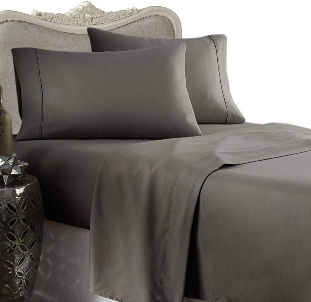 Rayon from Bamboo 3pc Duvet Set - Full Size Gray 1200 Thread Count 100% Silky Rayon from Bamboo Duvet Cover Set - Includes 1 Duvet Cover and 2 Pillow Shams