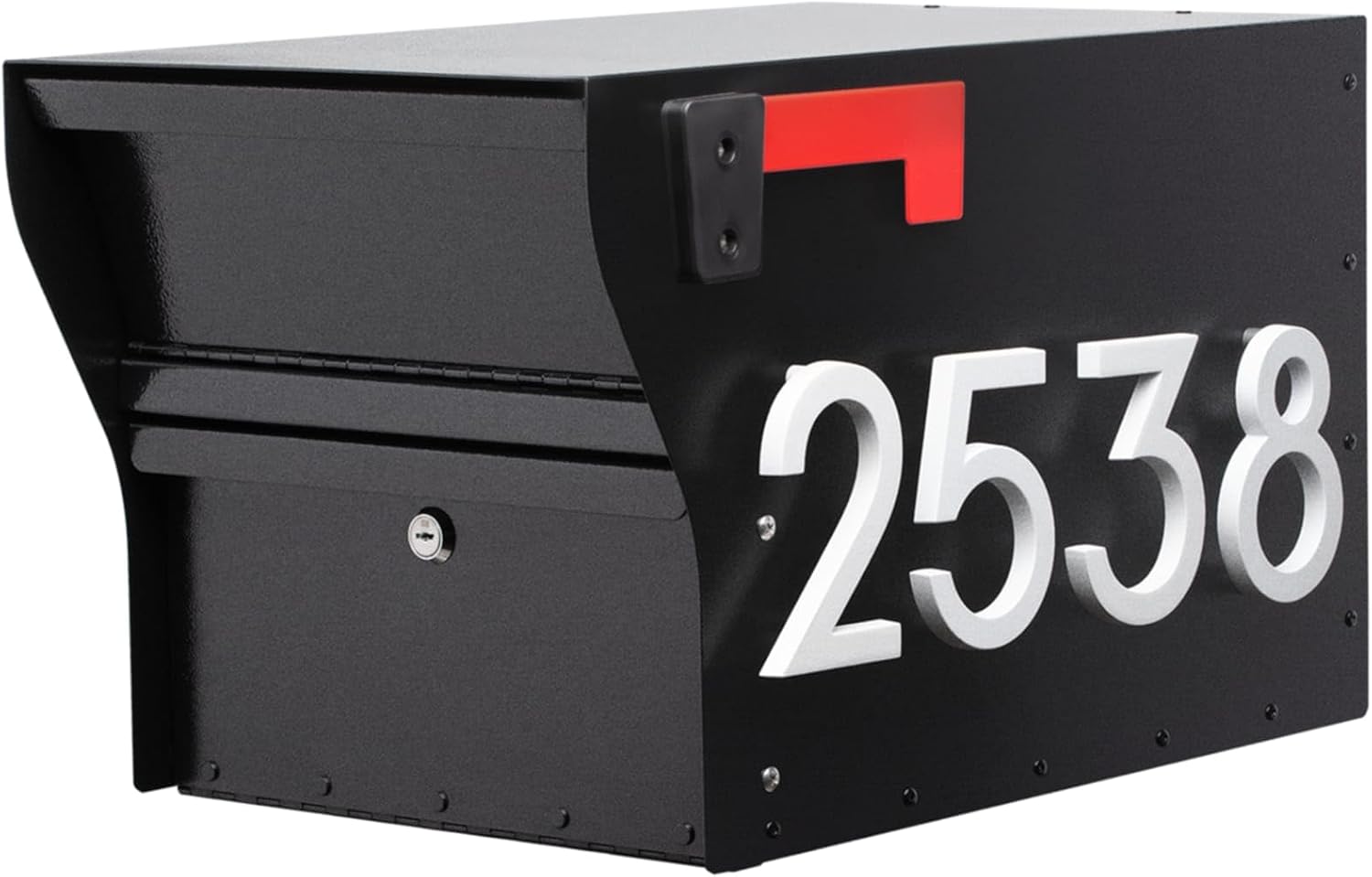 Whitehall MailVault Streetside Locking Mailbox, Personalize with Modern Stand-Off Address Numbers Package – Steel, Secure Weather Resistant Modern Square Mailbox (Black/White)