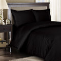Royal Hotel Bedding Stripe Cotton Duvet Cover Set with Down Comforter Duvet Insert, Cal-King Size Black Striped, 300 Thread Count, Soft Cooling Breathable 4PC Bedding Set