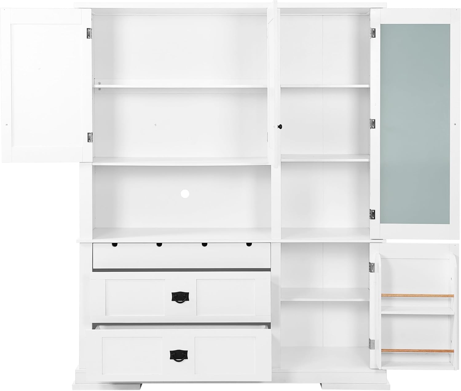 Modern 78.3 inch Large Kitchen Pantry Storage Cabinet, Traditional Buffet Cabinet with Hutch and Drawers, Wood Freestanding Tall Storage Cabinet with Door Shelf and Adjustable Shelves (White//2)