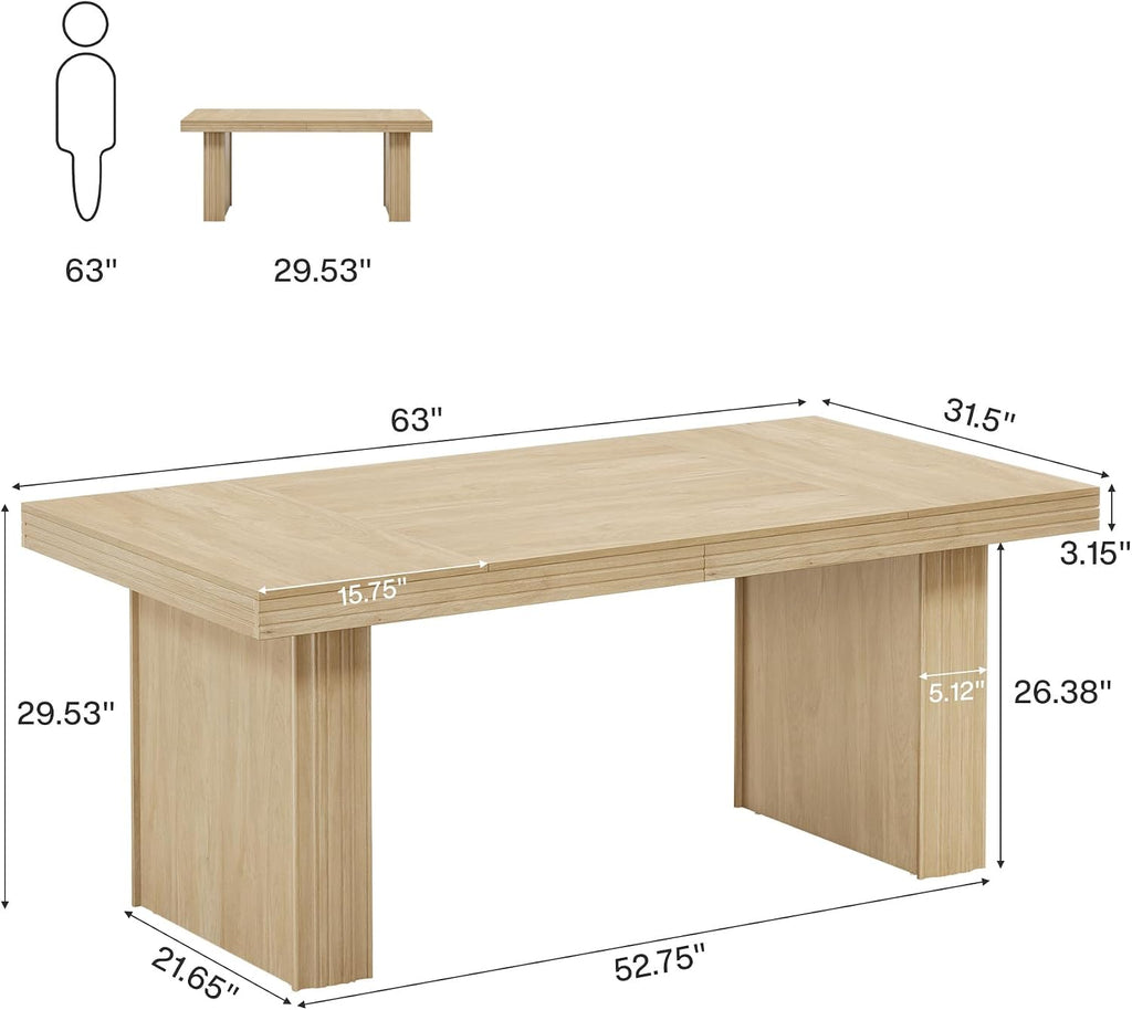 Tribesigns 63' Executive Desk, Modern Executive Office Desk with Thickened Desktop and Heavy-Duty Legs, Wood Writing Workstation Study Table Conference Table for Office, Natural