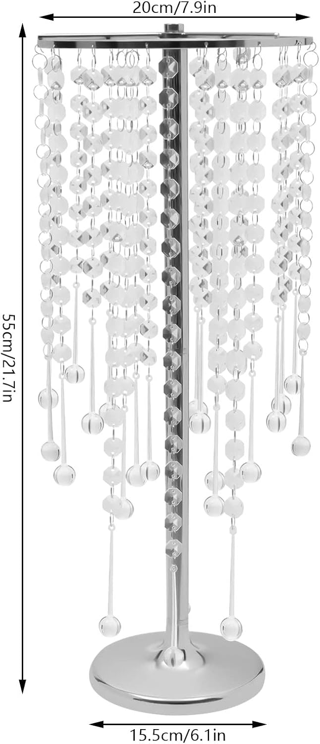 10PCS Crystal Flower Stand Wedding Centerpieces 21.7 Inch Tall Sliver Vases Metal Flower Candle Holder with Sparkling Crystal for Table Wedding Party Dinner Event Decor (Silver-7)