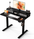 Kingant 40 x 24 Inch Small Electric Standing Desk with Dual Drawers, Height Adjustable Sit to Stand Computer Desk with Storage Shelf and C-Clamp Mount Compatibility for Home Office, Black
