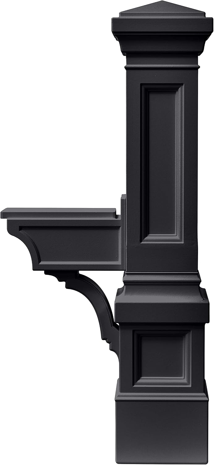 Step2 Atherton Grand Mail Post, Mailbox Not Included, Weather Resistant, Large Outdoor Mail Post, Made of Durable Plastic, Easy Install, Onyx Black