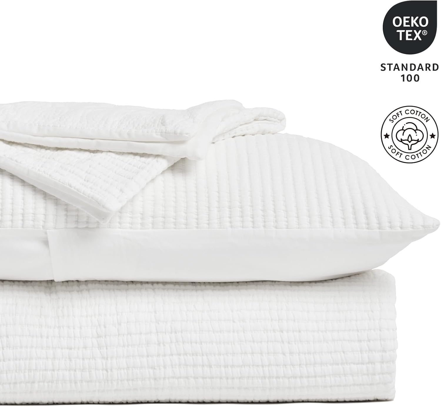 EVERGRACEHOME Cotton Gauze King Bedspread, Ultra Soft Prewashed Pick Stitch Matelassé Coverlet, Lightweight Textured Oversized King Quilt Bedding Set for All Season, with 2 Shams, Ivory White