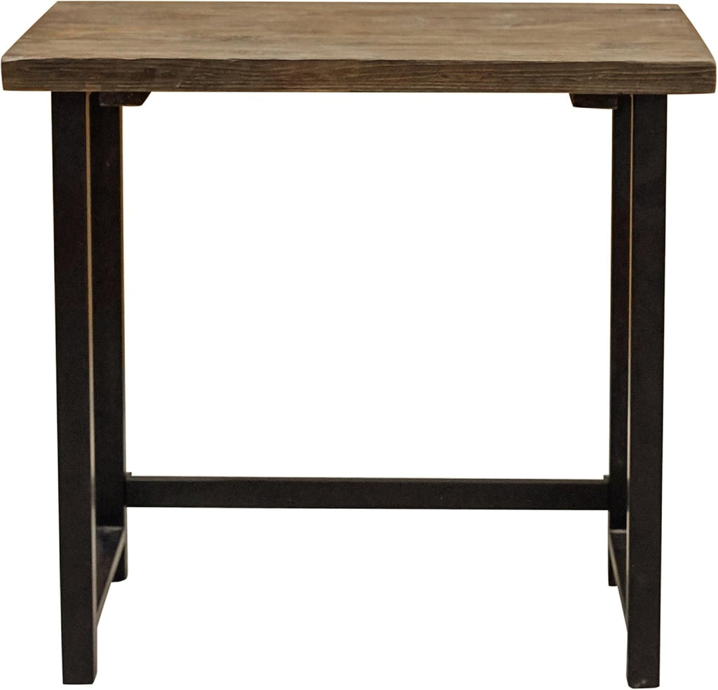 Pomona 32-Inch Compact Writing Desk with Solid Wood Top and Metal Frame – Rustic Industrial Style Small Home Office Desk with Durable Lacquer Finish and Floor Levelers by Alaterre Furniture (Natural)