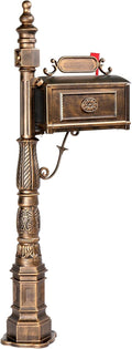 Outvita Cast Aluminum Mailbox, Barcelona Decorative Post Mailbox, Rust-Proof Large Security Heavy Duty Mailbox (Bronze)